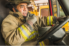 Fire fighter using radio